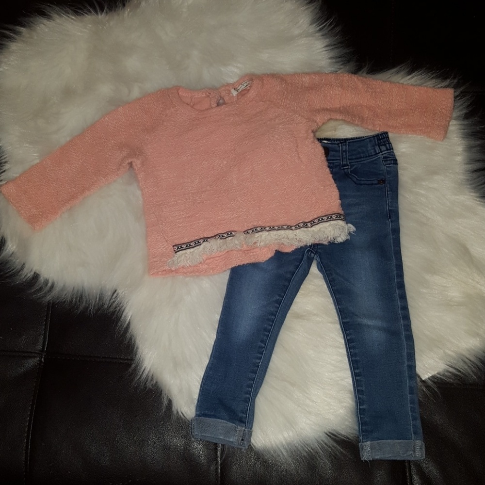 Jessica Simpson sweater/jeans matching set 12-18m